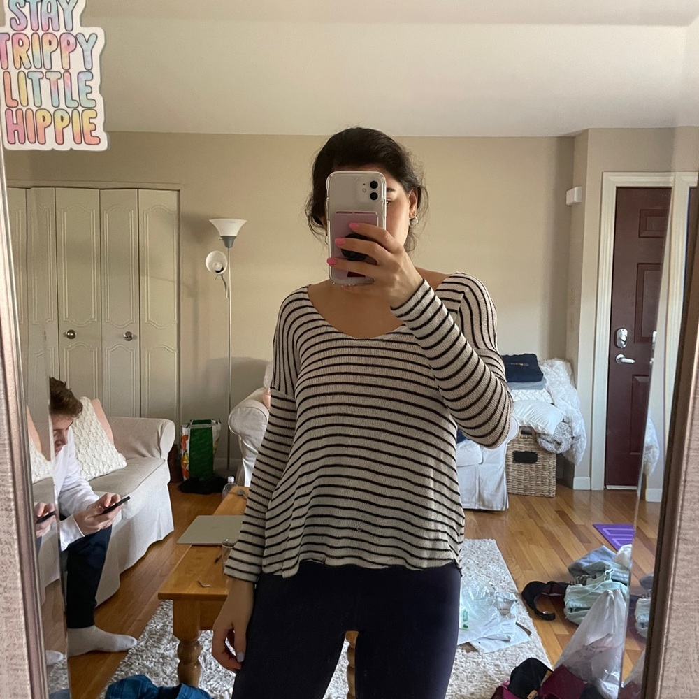 black and white striped sweater